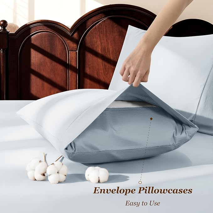 LBRO2M 1000 Thread Count 100% Egyptian Cotton Sheets Set King Size, 4 Piece - Image 6