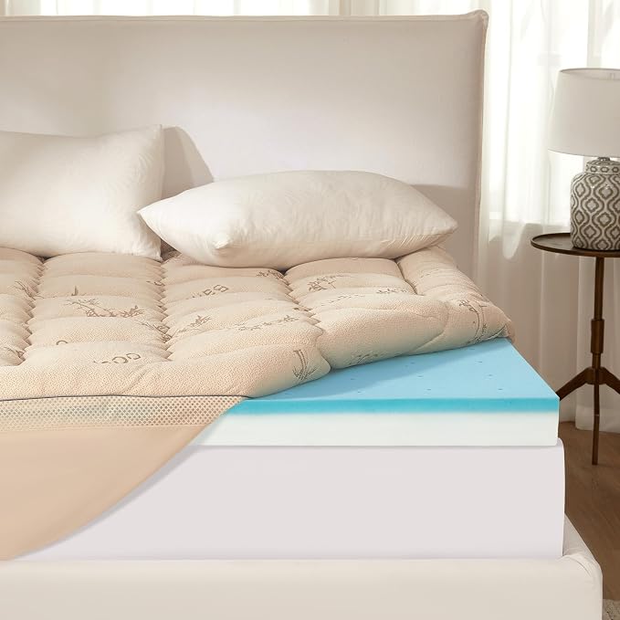 BEDLORE California King Memory Foam Mattress Topper 4 Inch, 2-in-1 Dual Layer by Bedlore