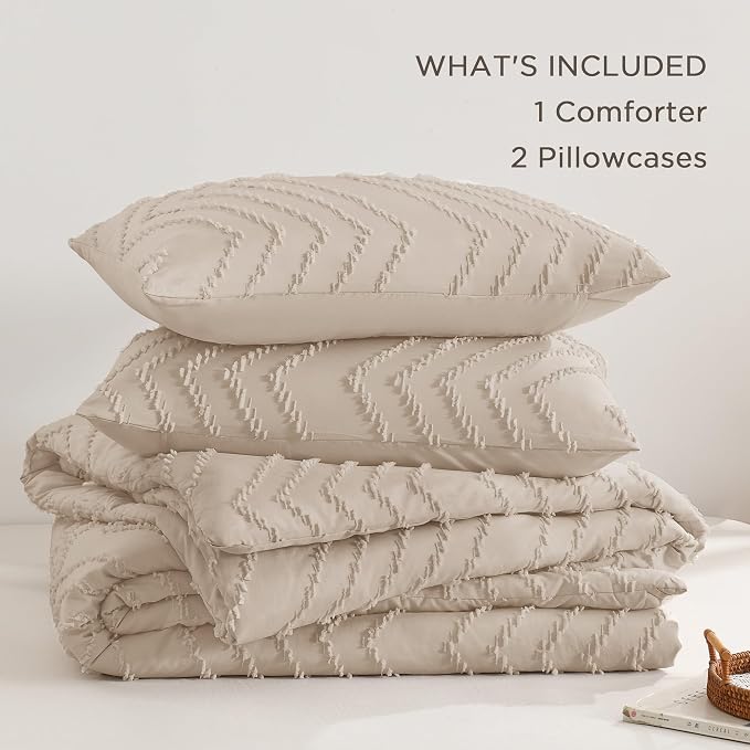 Andency Khaki California King Comforter Set, Boho Cal King Soft Warm Tufted - Image 6
