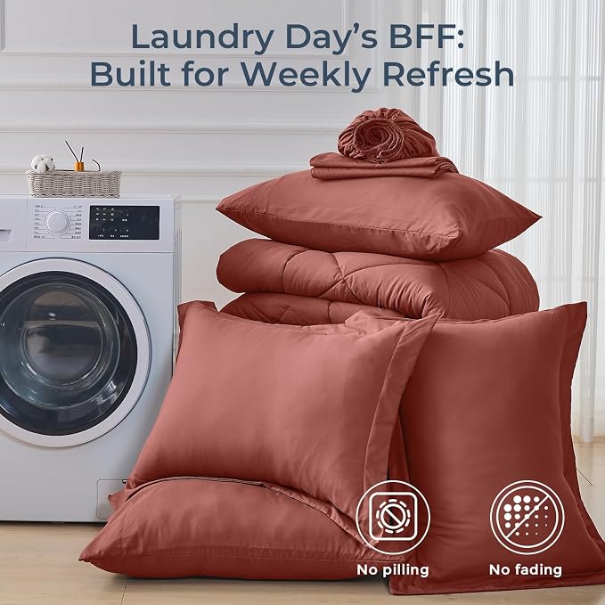 HEVUMYI Terracotta King Comforter Set - Image 7