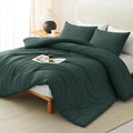 CozyLux Oversized Queen Comforter Set Forest Green, 3 Pieces 98x98 Solid by CozyLux