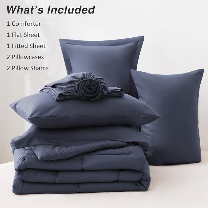 Love's cabin California King Comforter Set Indigo Blue, 7 Pieces California - Image 8