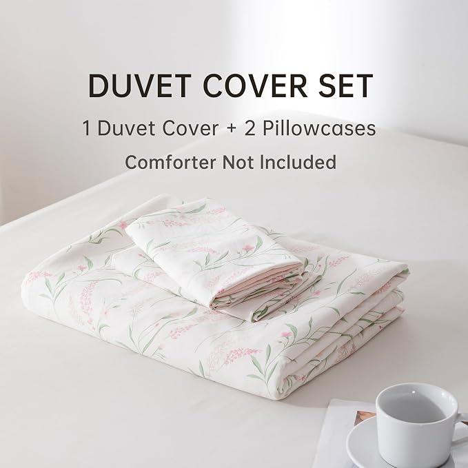 BOLINLIVING Pink Floral Duvet Cover Full Size, Reversible Botanical Spring - Image 9