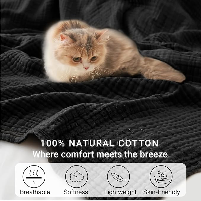 100% Cotton Muslin Blanket 50"x 60", 6 Layers Breathable and Lightweight Cotton - Image 5