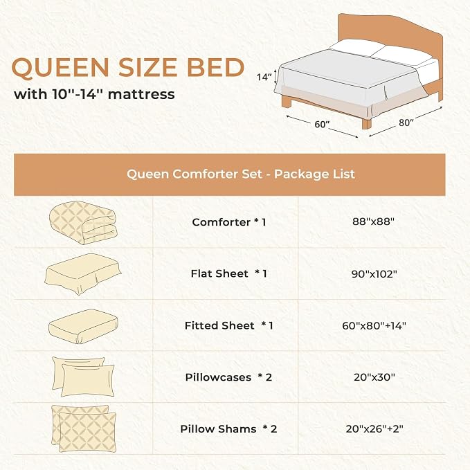 Sasttie Queen Comforter Set, 7-Piece Bed in a Bag, Pintuck Bedding Set - Image 7