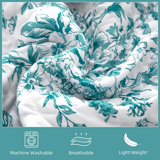 WONGS BEDDING Quilt Queen Size, Teal Quilt Bedding Set - Image 6