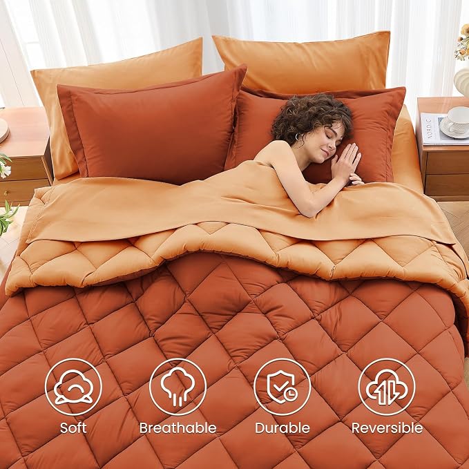 MUXHOMO 5 Pieces Twin Comforter Set, Reversible Bed in a Bag Twin Size - Image 6