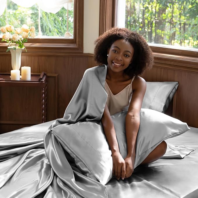CozyLux Satin Sheets Queen Size Bed Set - Image 5
