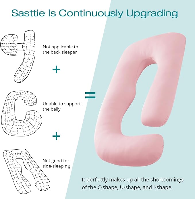 Sasttie Pregnancy Pillows for Sleeping, Jumbo U Shaped Cooling Full Body Pillow - Image 5