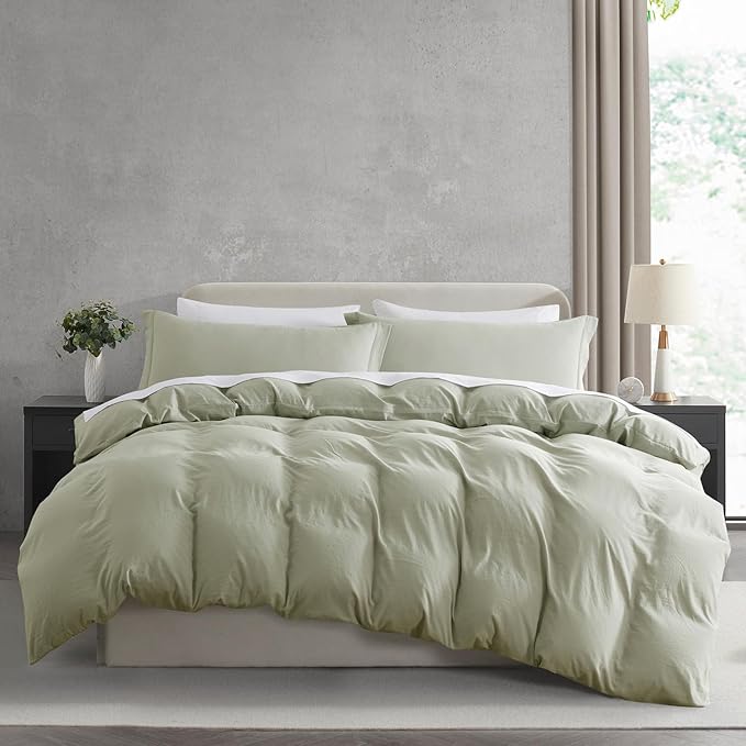 Nestl Light Sage Duvet Cover Queen Size by Nestl