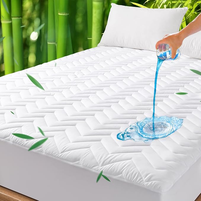 Unilibra Cal King Size Waterproof Mattress Pad Rayon Made from Bamboo, Quilted by Unilibra