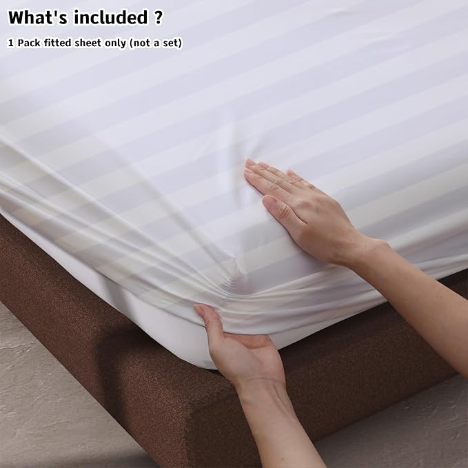 100% Egyptian Cotton Fitted Sheet Queen Size, 600 Thread Count, Single Fitted - Image 4