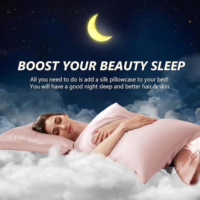 Silk Pillow Cases 2 Pack Queen Size Mulberry Silk Pillowcase Set of 2 - Image 3