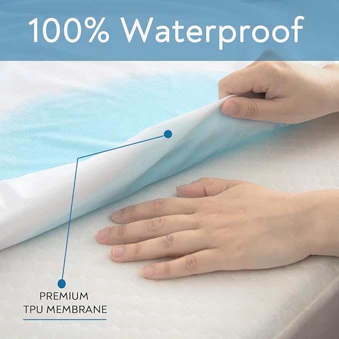 Queen Sofa Bed Terry Mattress Protector Pad Cover 100% Waterproof and - Image 4