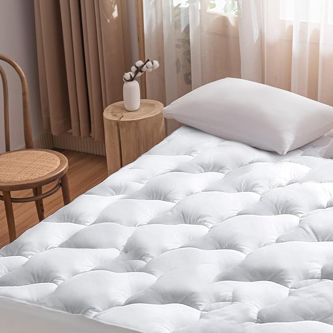WhatsBedding Waterproof Mattress Pad King Cotton Top Down Alternative Filling - Image 2