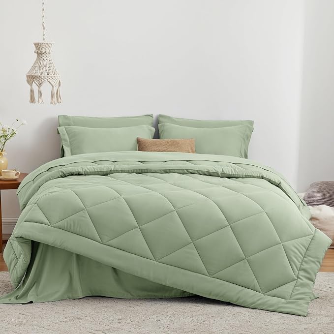 Love's cabin Twin XL Comforter Set Sage, 5 Pieces Twin XL Bed in a Bag - Image 2