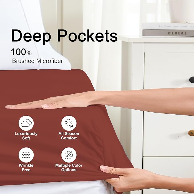 Hotella 100% Microfiber Full Size Fitted Sheet Only, Machine Washable and - Image 3