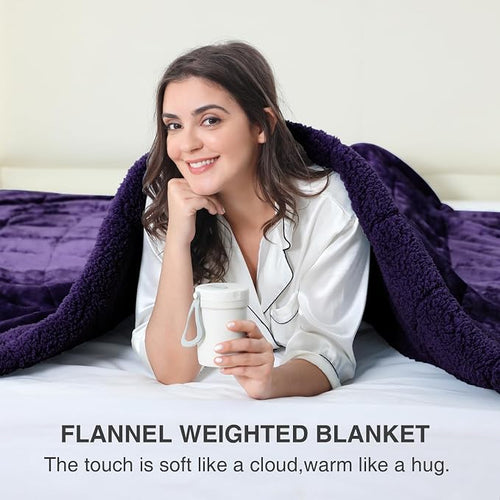 Aemicion Weighted Blanket for Adults, Fluffy Soft Sherpa Heavy Weighted Blanket - Image 2