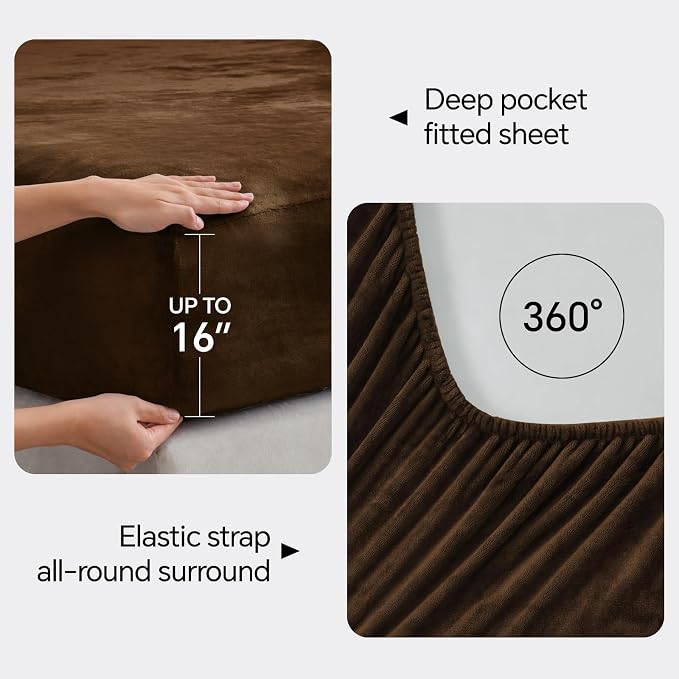 BEDELITE Flannel Sheets Full Size Brown - Image 4