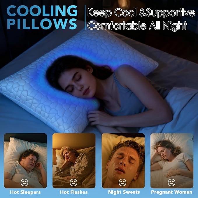 QUTOOL Cooling Pillow for Sleeping, CertiPUR-US Shredded Memory Foam King - Image 3