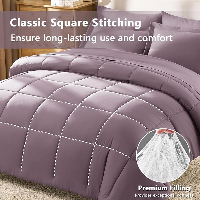 CozyLux King Size Comforter Set Dusty Purple - Image 6