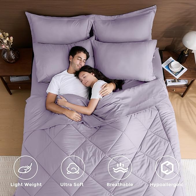 HEVUMYI Light Purple California King Comforter Set - Image 2