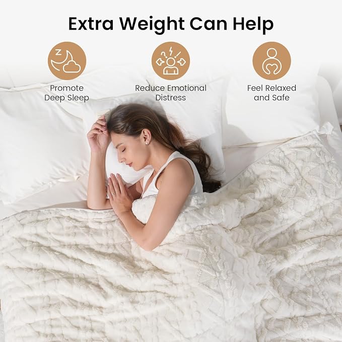 Drewin Weighted Blanket for Adults Queen Size 12 lbs, Soft Fuzzy Jacquard - Image 2