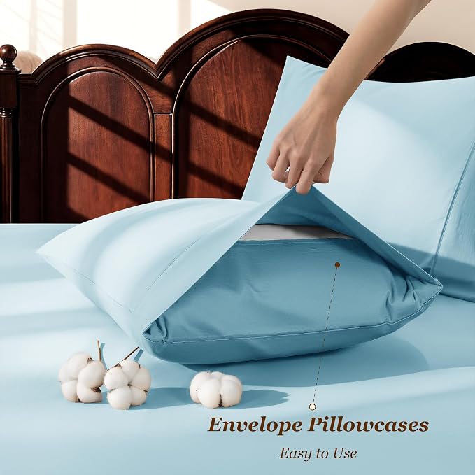 LBRO2M 1000 Thread Count 100% Egyptian Cotton Sheets Set Queen Size, 4 Piece - Image 6
