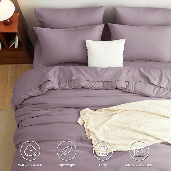 CozyLux Twin XL Comforter Set Dusty Purple, 5 Pieces Bed in a Bag Twin Extra - Image 2