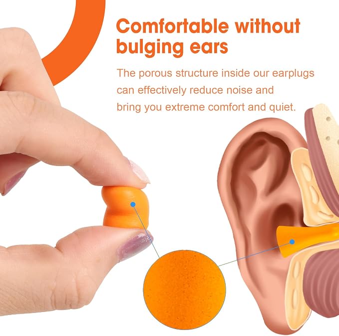 AZEN 300 Pairs Ear Plugs, NRR 32dB Soft Foam Ear Plugs - Image 3
