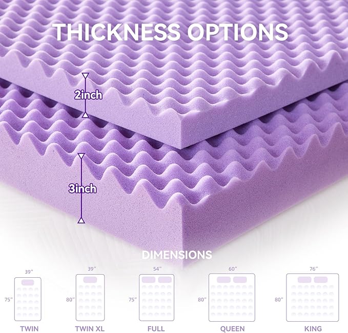 SINWEEK 1.5 Inch Egg Crate Memory Foam Mattress Topper Twin Size, Soft Mattress - Image 7