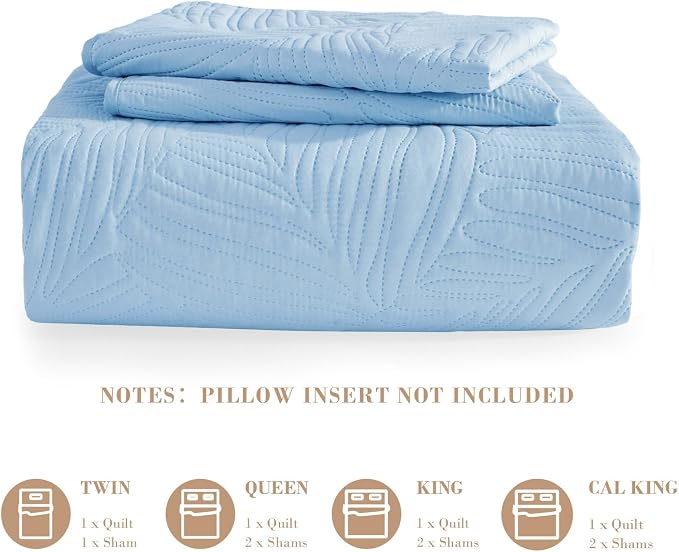 Exclusivo Mezcla King Size Quilt Bedding Set, Lightweight Sky Blue Quilts King - Image 6