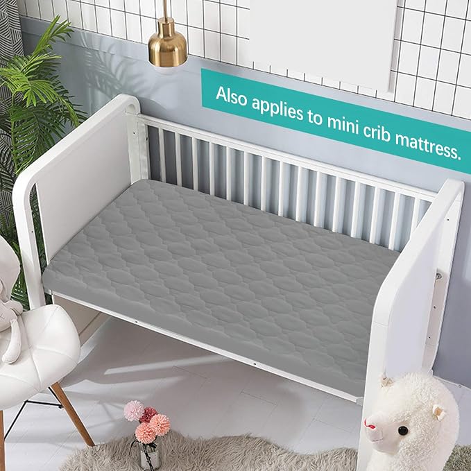 Pack and Play Sheets Mattress Pad Protector Fitted Waterproof Playard Mattress - Image 4