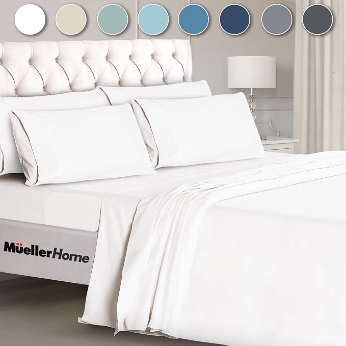 Mueller Ultratemp Bed Sheets Set, Super Soft 1800, 6 Piece California King by Mueller