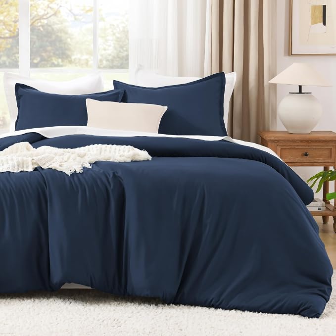 Litanika Navy Blue Oversized King Comforter Set Super King Plus Size, 3 Pieces - Image 2