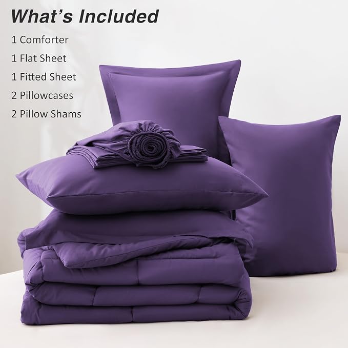 Love's cabin California King Comforter Set Dark Purple, 7 Pieces California - Image 8
