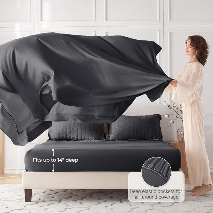 MUXHOMO 7 Pieces California King Comforter Set, Seersucker Bed in a Bag Cal - Image 3