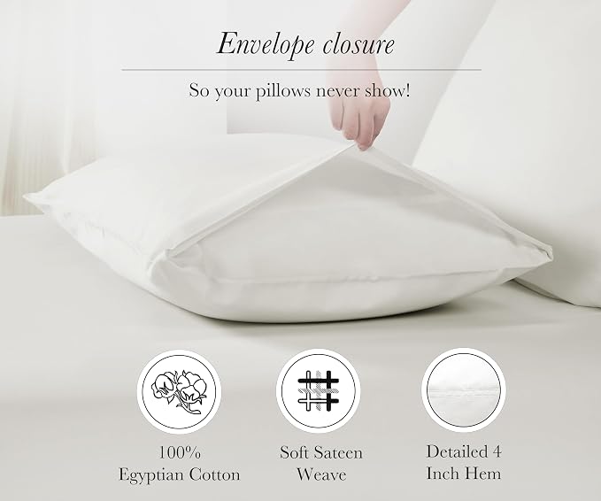 California Design Den 100% Egyptian Cotton Pillow Cases Standard Size Set of 2 - Image 7