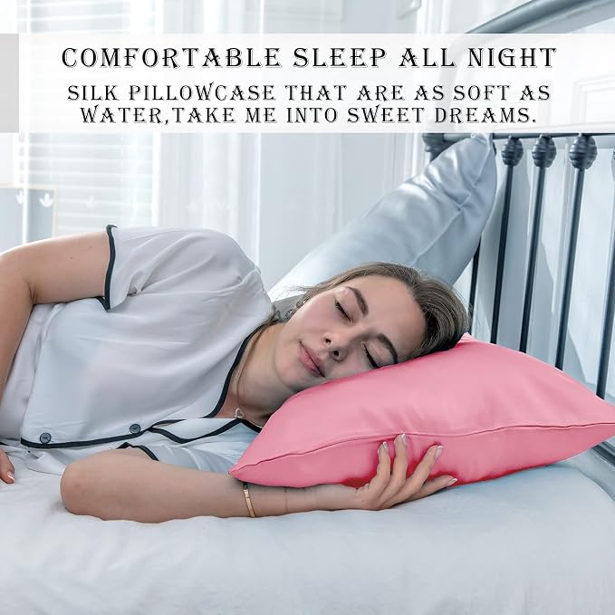 Silk Pillow Cases 2 Pack, Soft Breathable and Sliky Standard Size Pillow Cases - Image 6