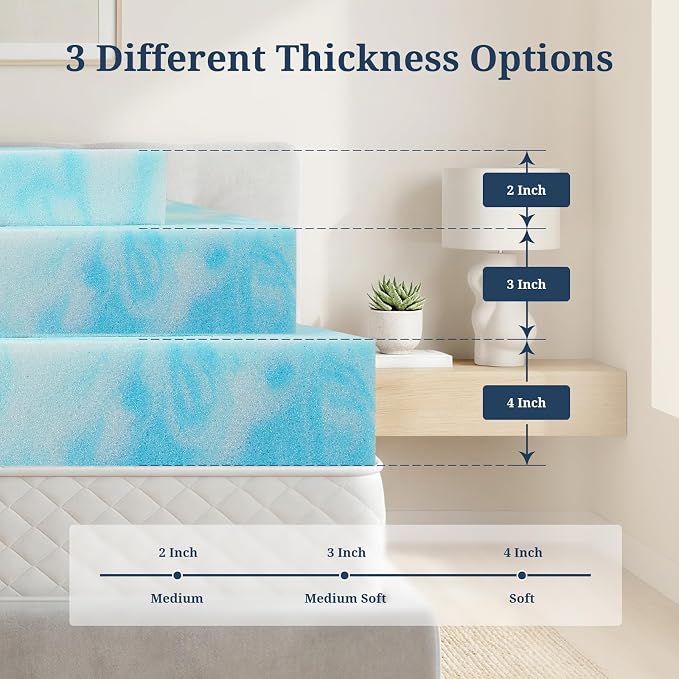 IULULU King Size Mattress Topper, 2 Inch Gel Memory Foam Topper, Light Comfort - Image 4