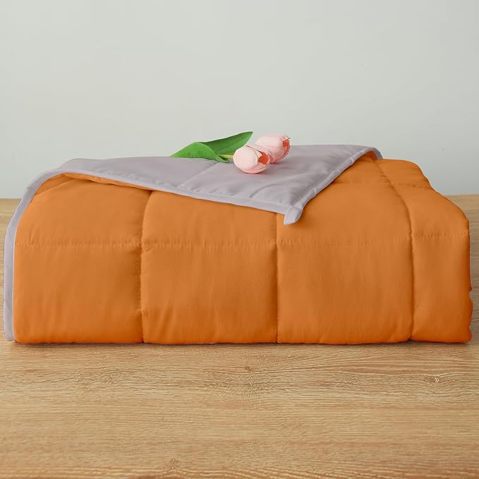 Weighted Blanket 12lbs Twin Size Orange Grey 48"x72"for Adults Heavy Blanket by PRETTY+NIGHT