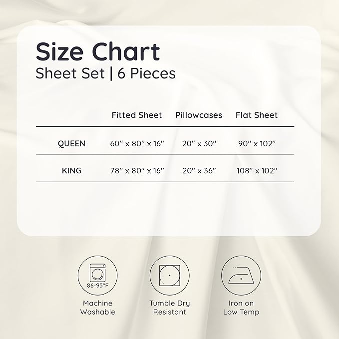 Bambaw 100% Viscose Derived from Bamboo Queen Size Sheet Set - Image 8