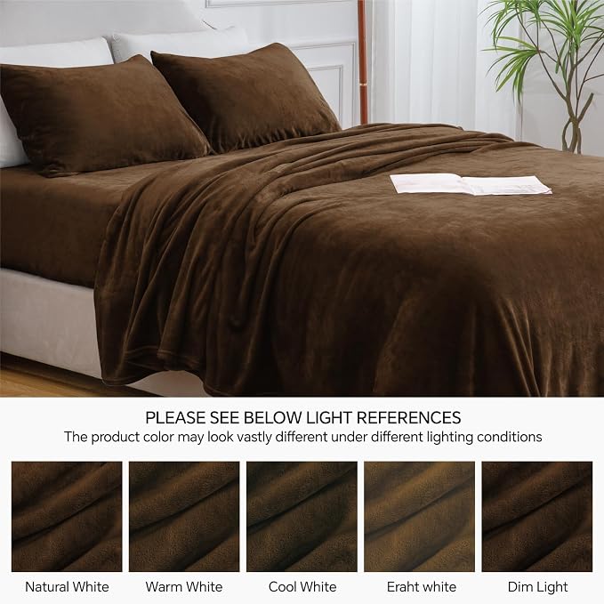 BEDELITE Flannel Sheets Queen Size Brown - Image 9
