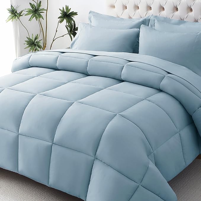 JOLLYVOGUE Full Comforter Set, Ultra-Soft Bed in a Bag Full Size 7 Pieces by JOLLYVOGUE