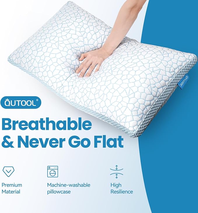 QUTOOL Cooling Pillows for Sleeping, Shredded Memory Foam Pillows King Size Set - Image 8