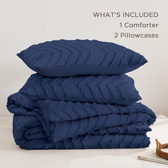 Andency Navy Blue Comforter Set King Size, Boho Soft Warm Tufted Bedding - Image 6