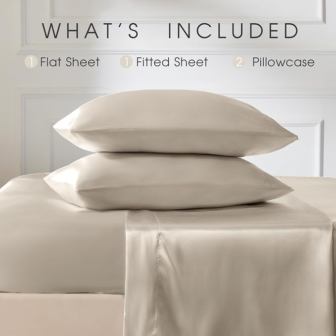 FreshCulture Satin Sheets Queen Size Bed Set- 4 Piece Luxury Soft Silky Queen - Image 3