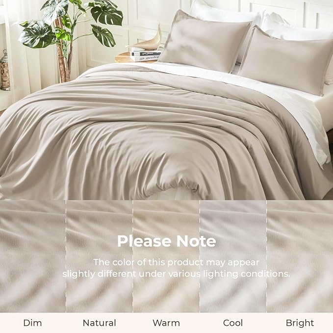 Litanika Comforters Oatmeal Oversized King Size, 3 Pieces Lightweight Solid - Image 8