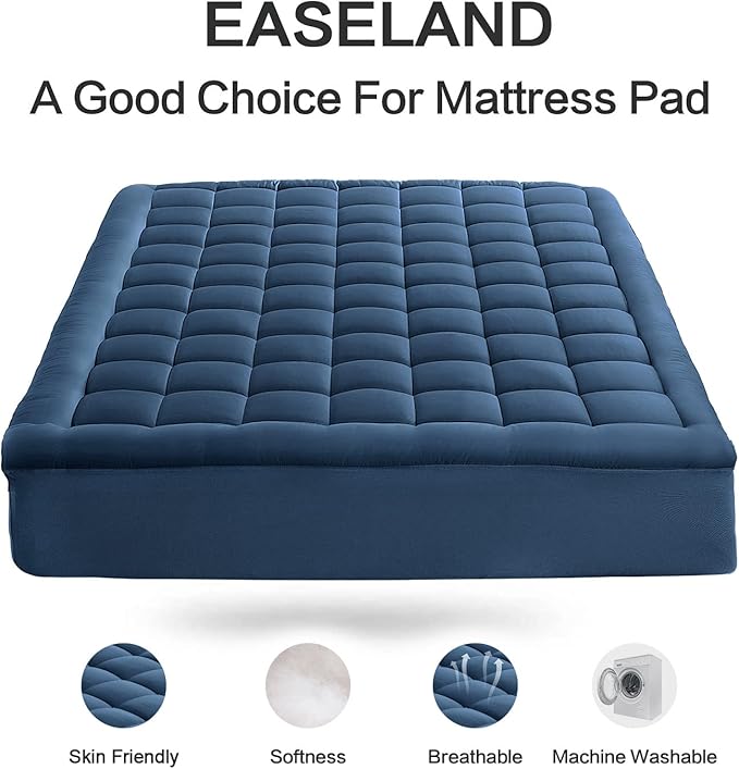EASELAND Twin Size Mattress Pad Pillow Top Mattress Cover Quilted Fitted - Image 2
