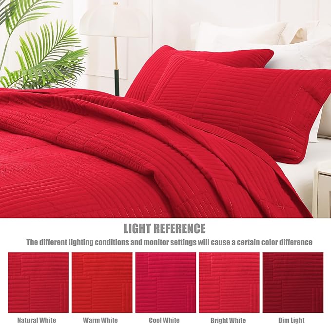 Whale Flotilla Ultra Soft King Quilt Bedding Set, Lightweight Microfiber Red - Image 5
